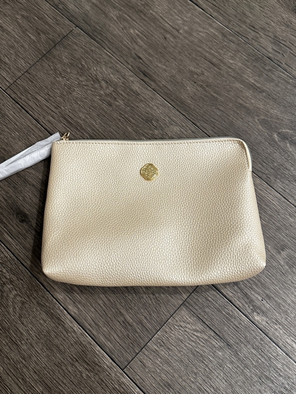 Shiseido Metallic Gold Pebbled Cosmetic Pouch